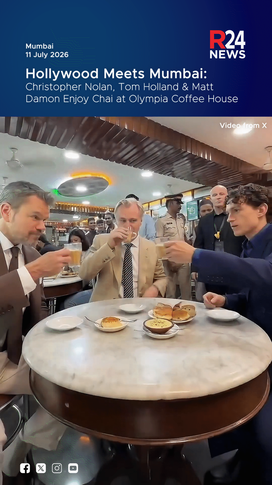 Christopher Nolan, Tom Holland & Matt Damon Enjoy Chai at Mumbai’s Iconic Olympia Coffee House